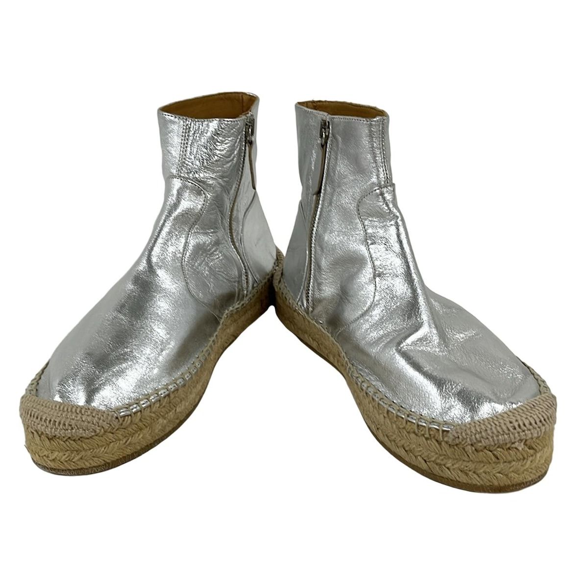 MM6 エムエムシックス ショートブーツ 39 レディース - シルバー×ベージュ リネン レザー