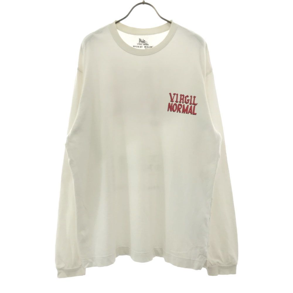ヴァージンノーマル バックプリント 長袖 Tシャツ L ホワイト VIRGIL NORMAL ロンT メンズ 古着 【240504】