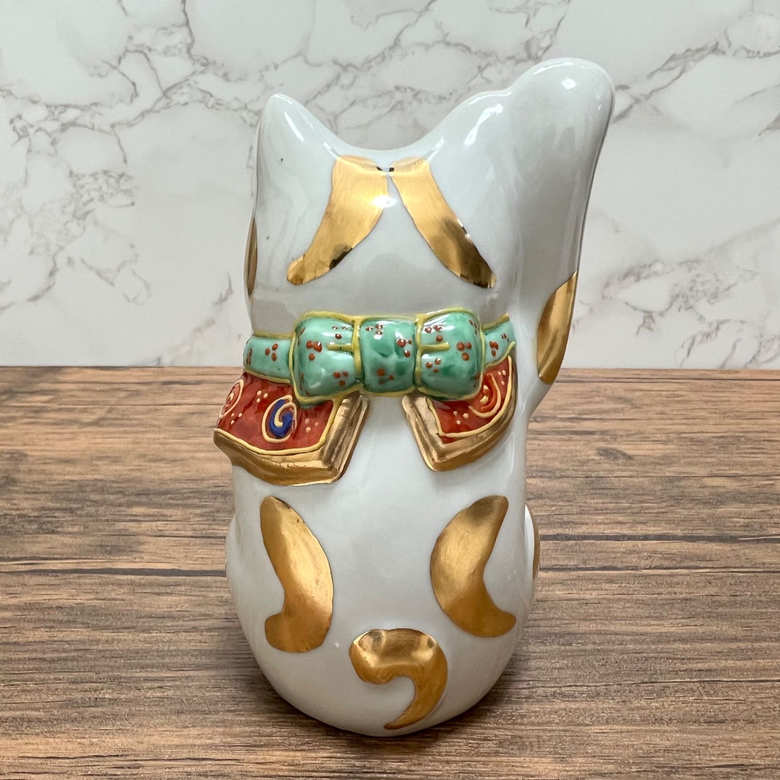 九谷焼】4号招き猫 金ブチ 右手 金運招福 縁起物 Maneki Neko