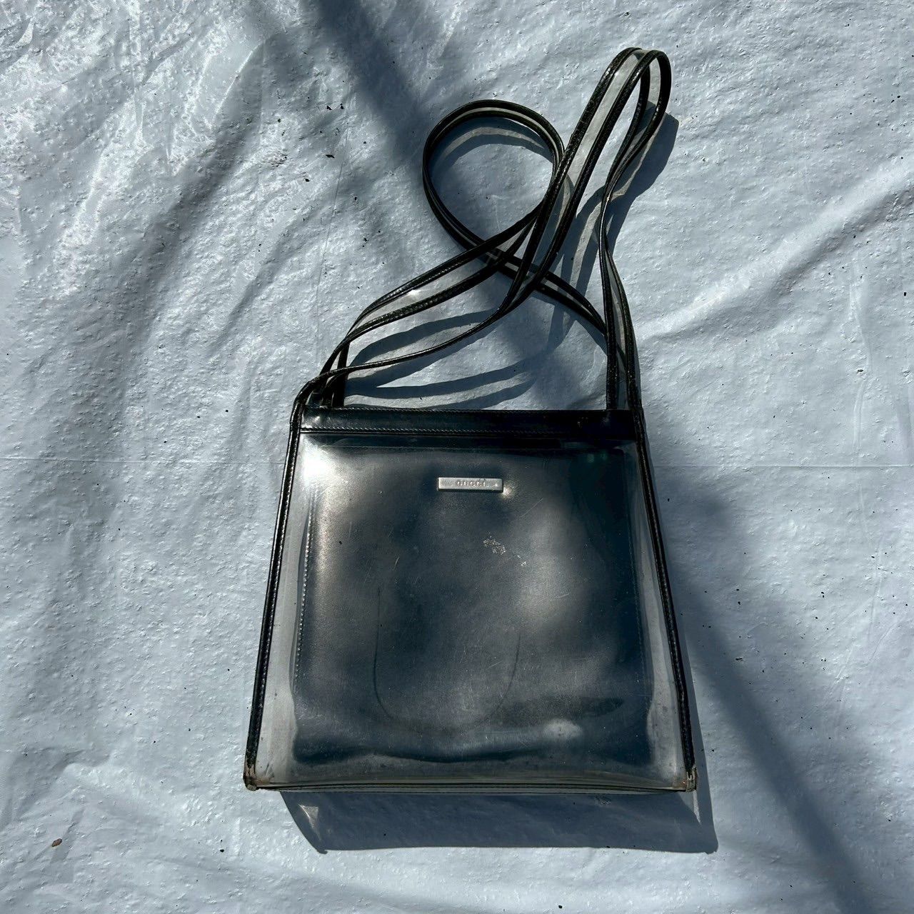 GUCCIグッチ クリアバッグ ブラック PVC レザー ショルダーバッグ 