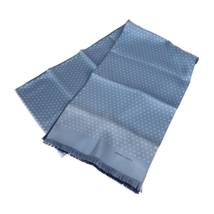 HERMES エルメス ストール マフラー 465764T 02 シルク100％ BLEU 