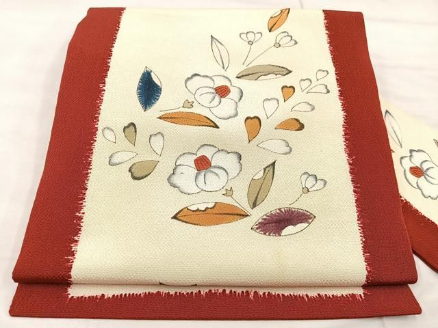 平和屋着物◎摺型友禅 京都 多ち花 九寸名古屋帯 椿