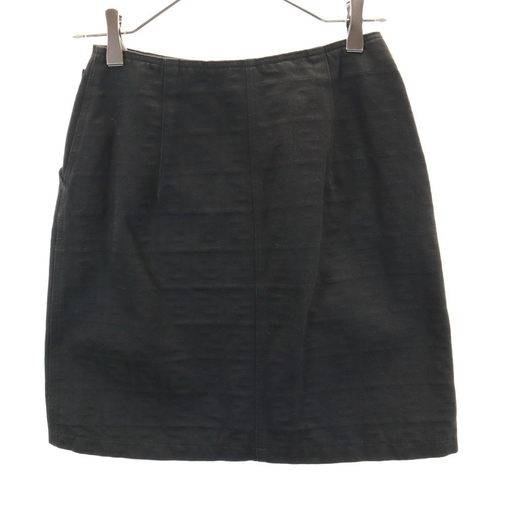 フェンディ FENDI タイトスカート ズッカ柄 コットン ひざ丈 ブラック