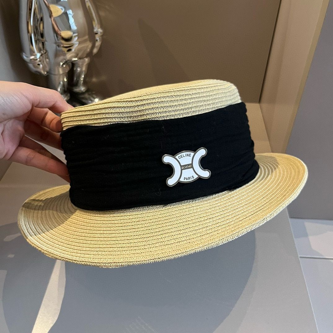 【リボン一つで完成する愛されitem♡】CHANEL ハット Celine シャネル 新作 フラットトップ礼帽|日韓風 日本の紙草製