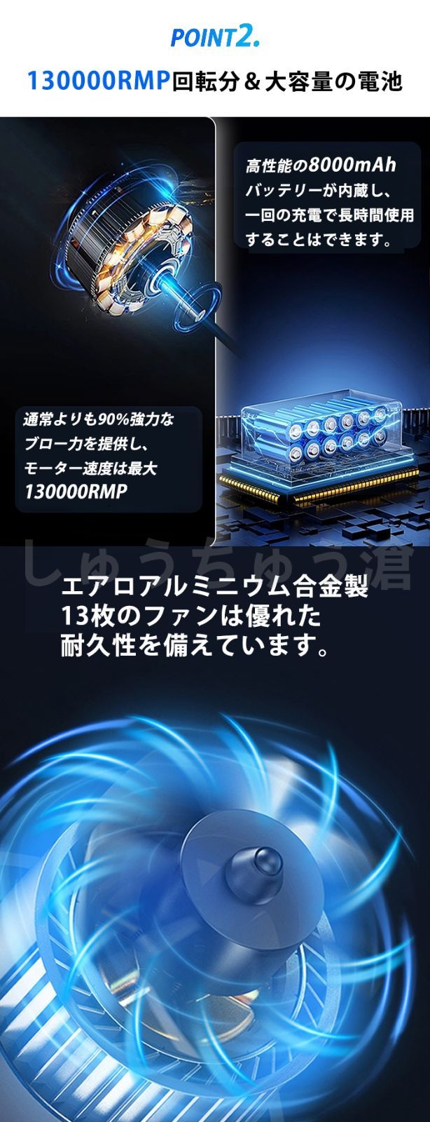 2024最新 夏の対策 洗車 ミニジェットファン ハイパワー電動送風機 ブロワー 強力 ターボジェットファン ペットドライヤー 130000RPM 52M/S 送風機 除雪