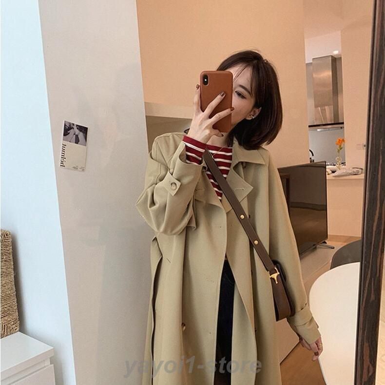 スプリングコート レディース トレンチコート 春コート ロングコート きれいめ 春 秋 アウター 無地 カジュアル 通勤 感
