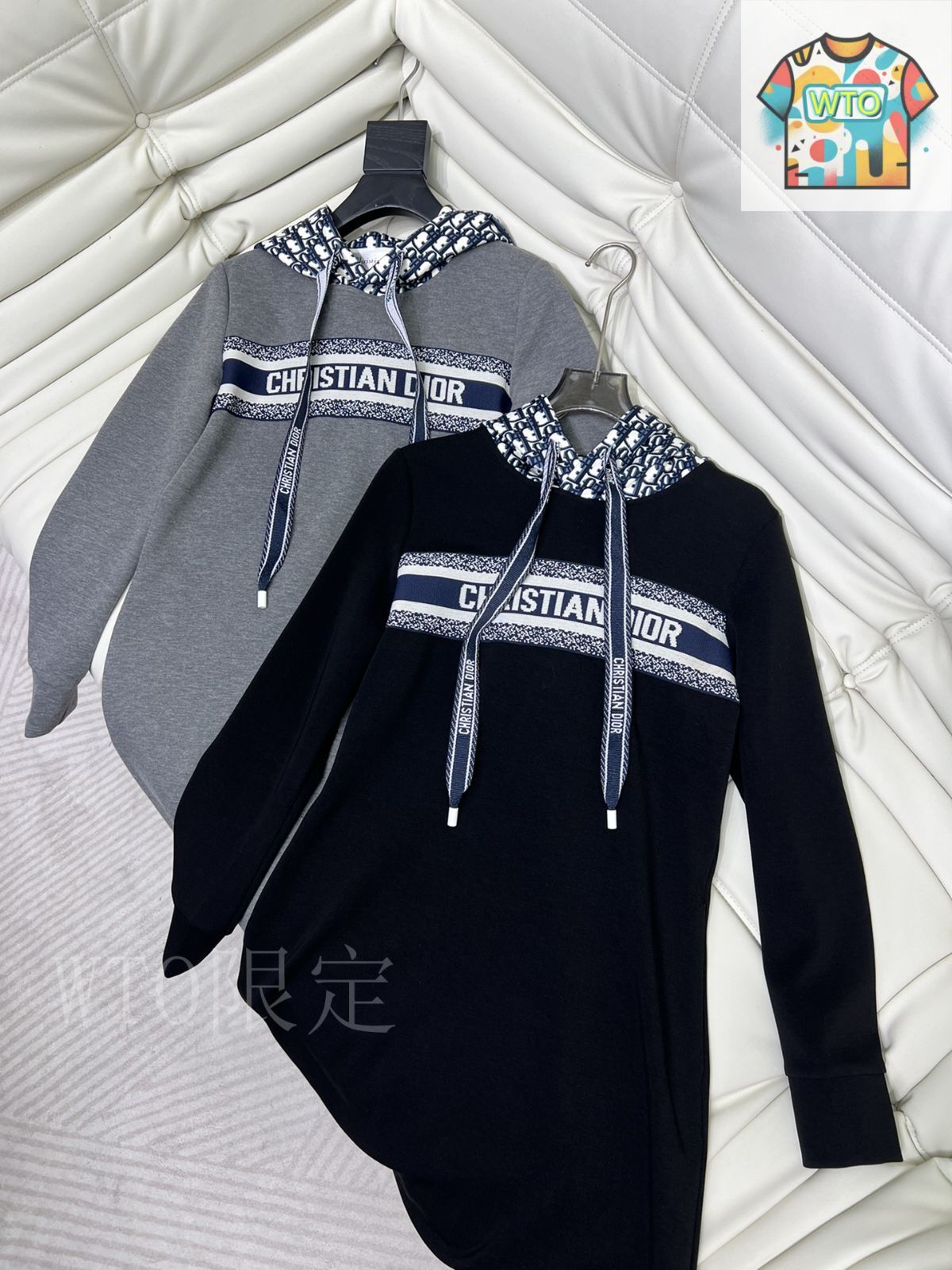 今日 Dior カジュアル百搭連帽スウェットワンピース-2