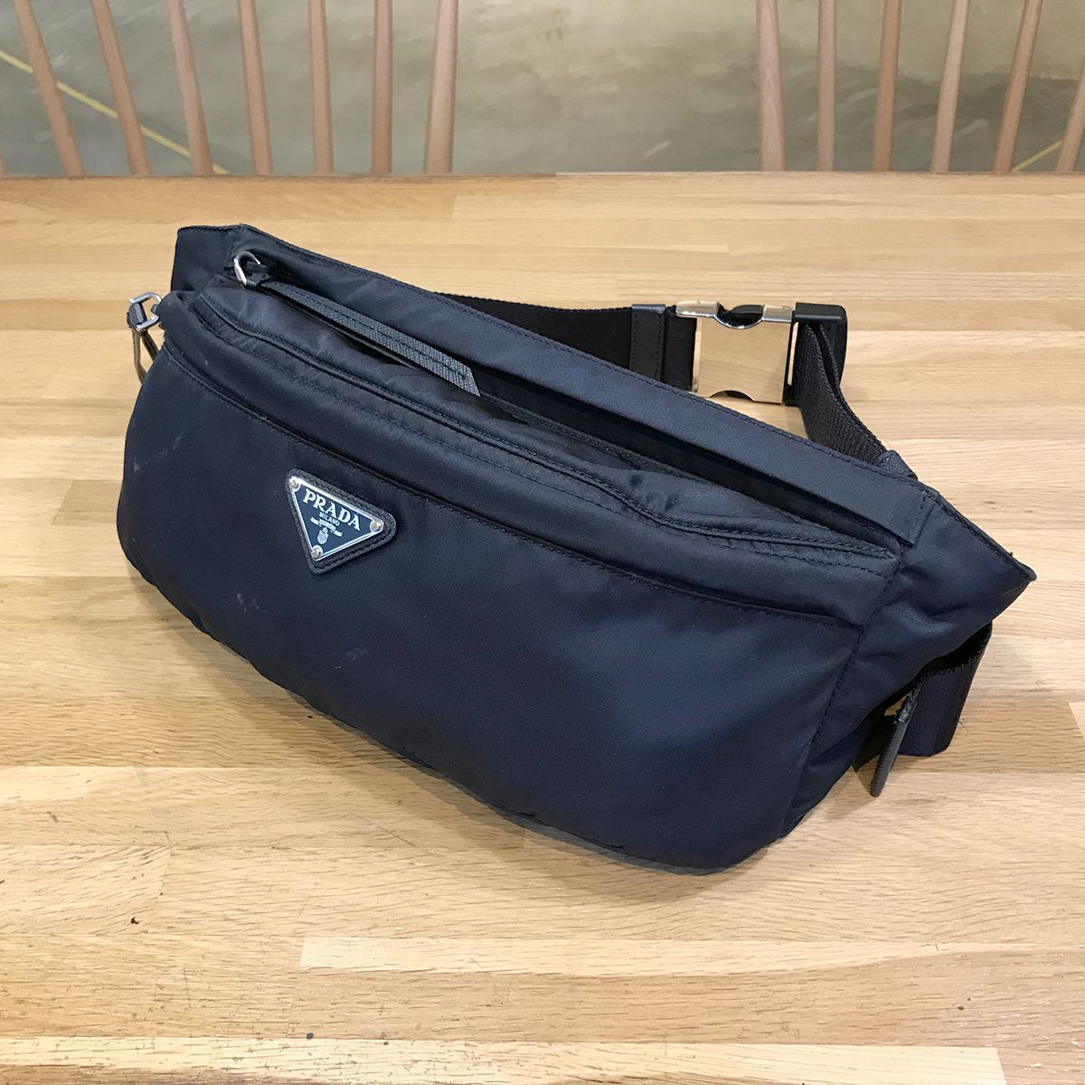 PRADA ボディバッグ ネイビー 良品】プラダ ナイロン ボディバッグ ウエストバッグ ネイビー