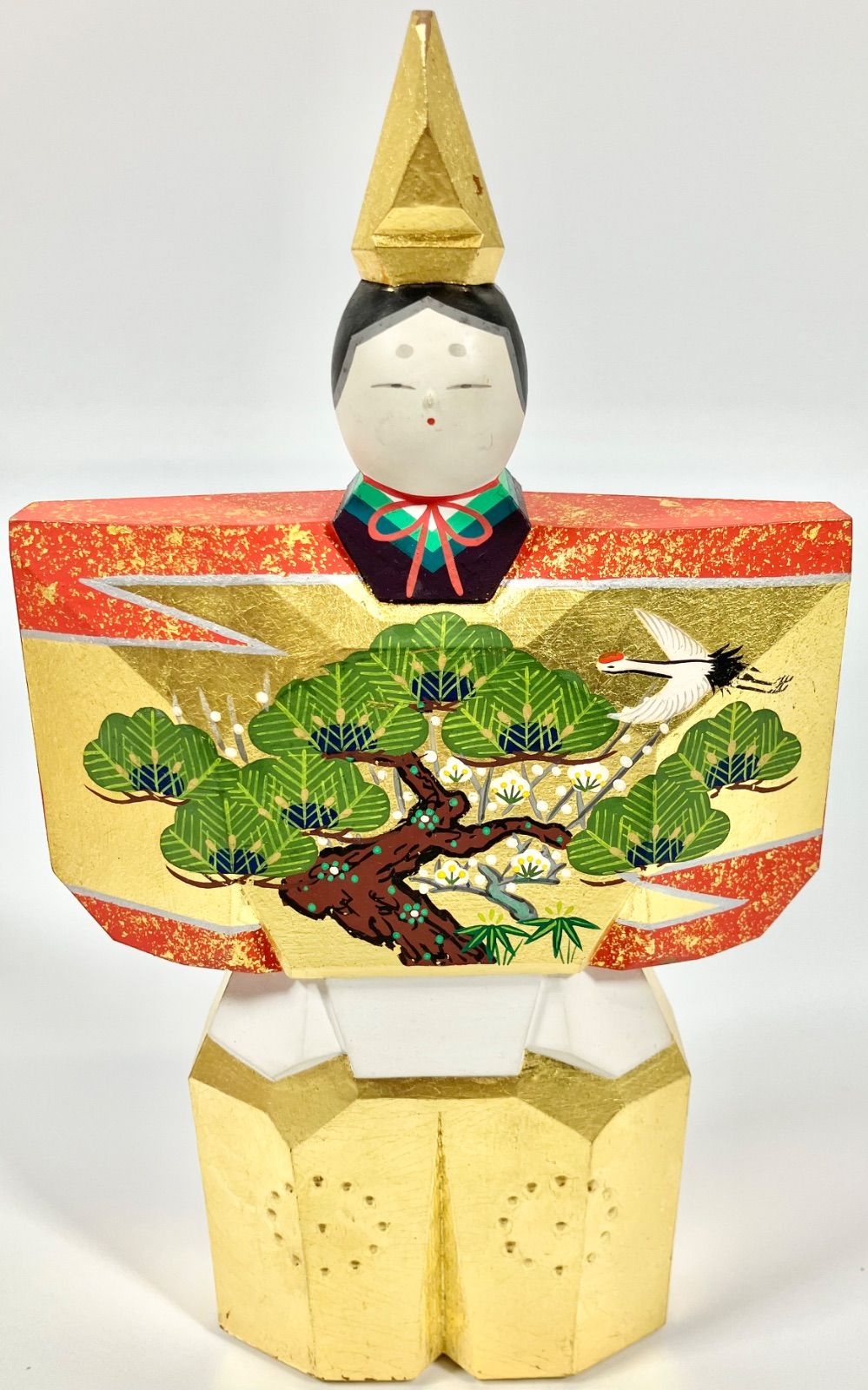 中古品】川口 神泉作 奈良一刀彫 雛人形 立雛 人形 置き物 男雛