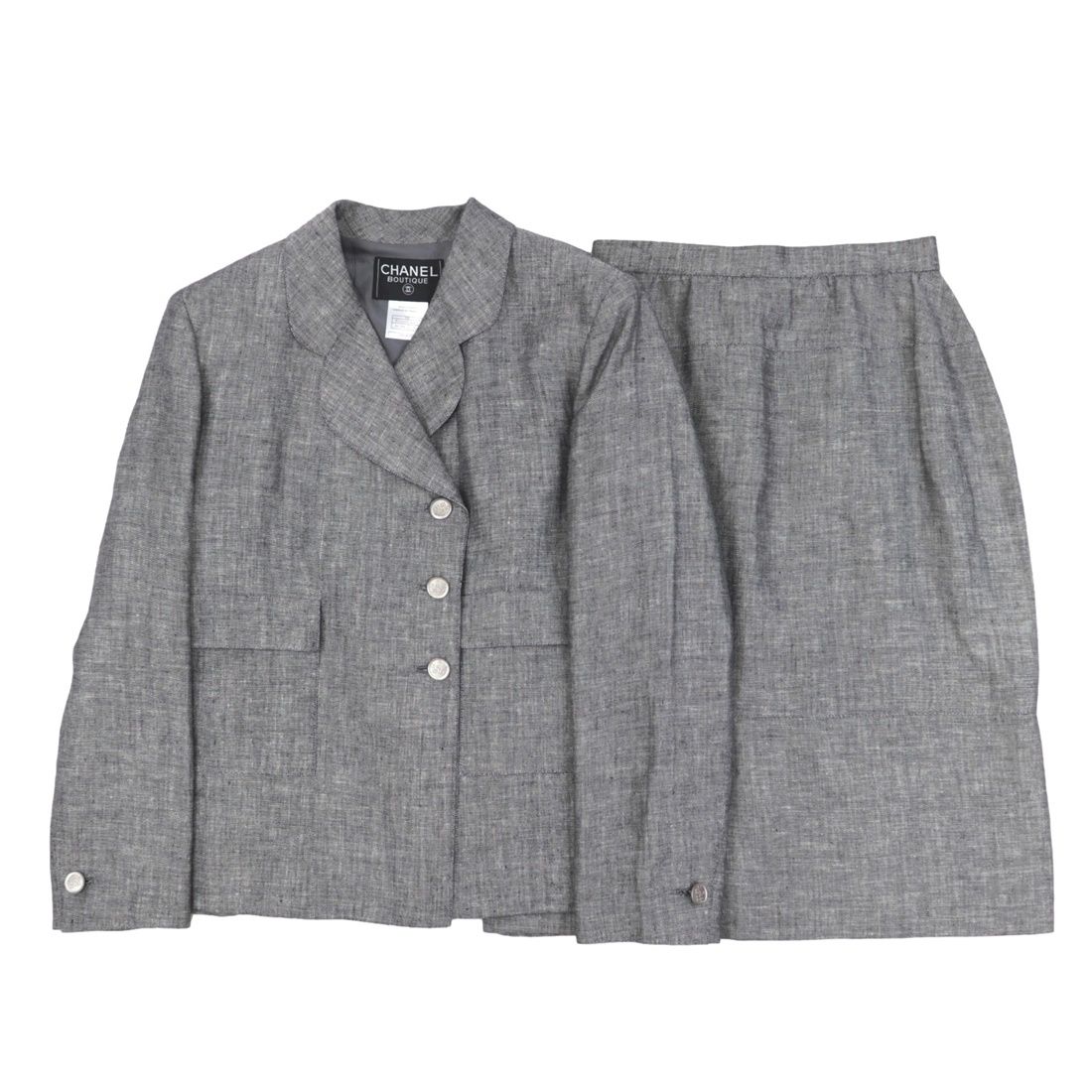 美品 シャネル ヴィンテージ 98P リネン スカートスーツ レディース  