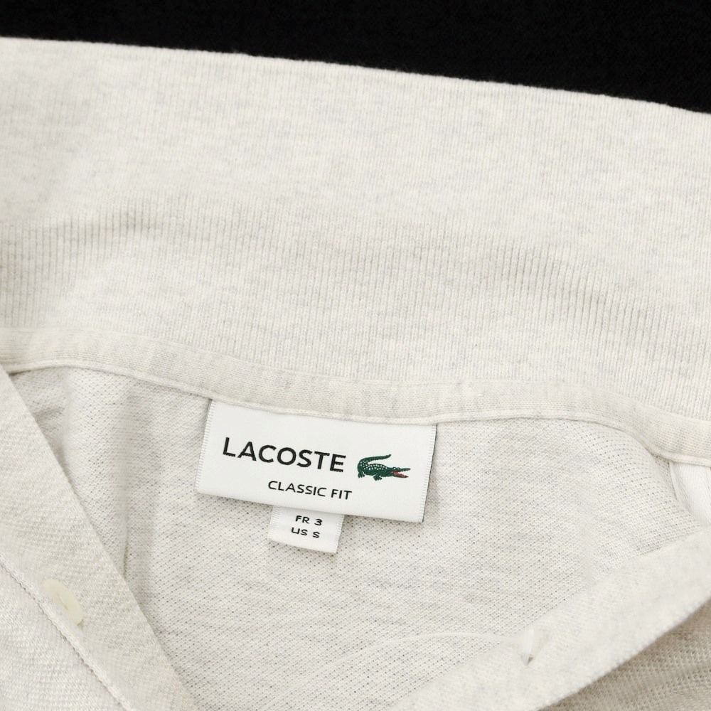 【中古】ラコステ LACOSTE 鹿の子コットン 半袖ポロシャツ オートミールxオフホワイト【サイズS】【メンズ】