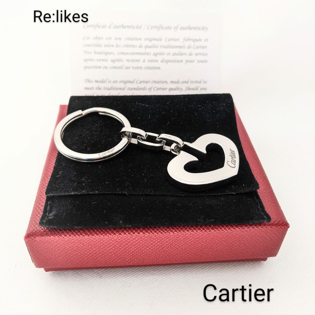 美品【Cartier】カルティエ ハート デコール キーリング キーホルダー
