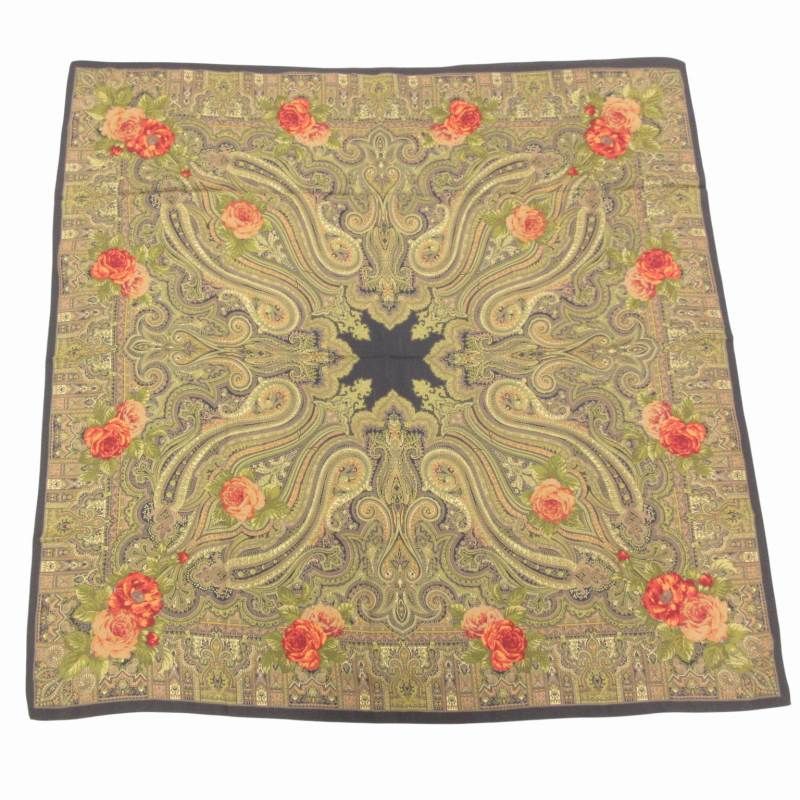 【美品】ETRO エトロ ペイズリー柄 花柄 総柄 ロゴ 大判ストール スカーフ 美品✨ETRO エトロ ペイズリー柄 ロゴ 総柄 大判ストール