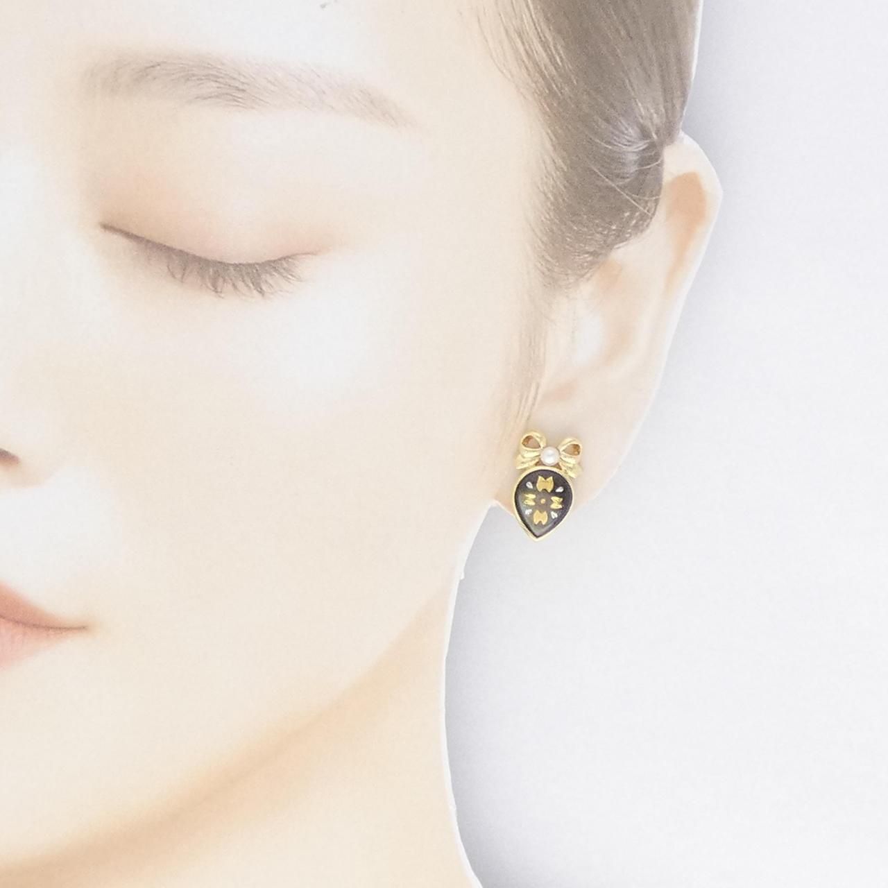 ミキモト　あこやパール　イヤリング　WGK14　7.7㎜7.9㎜ K14 YG ミキモト あこや真珠 7.7mm イヤリング 御木本