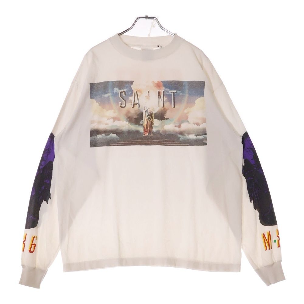 SAINT MICHAEL ホワイトアイボリー 長袖プリントスウェット イラスト SAINT MICHAEL (セントマイケル) 24AW SAINT PICTURES 両面