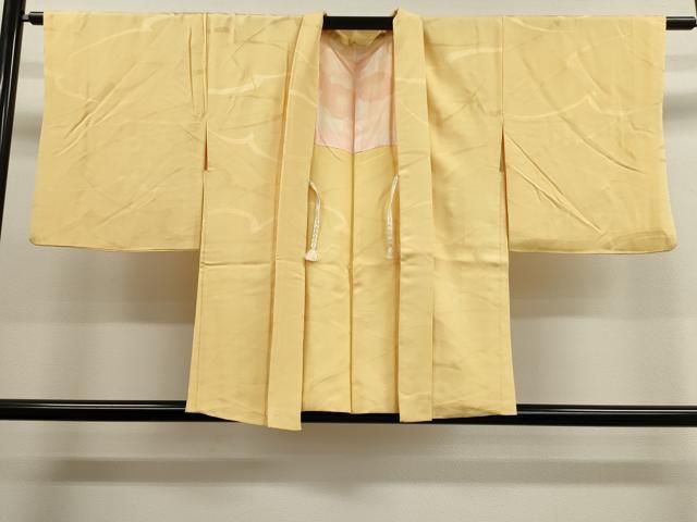 平和屋着物羽織　吉祥地紋　淡黄色　正絹　逸品　CAAL4064dy