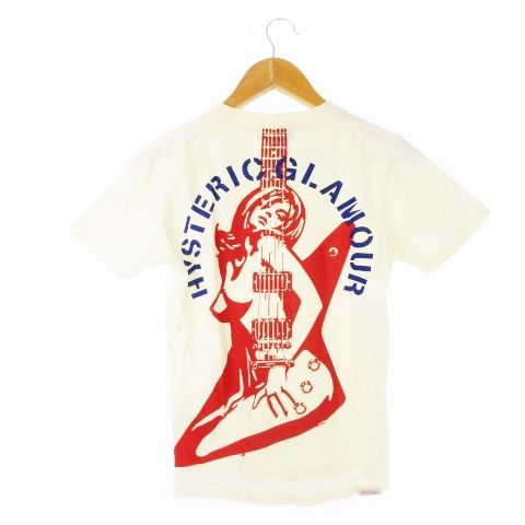 ヒステリックグラマー HYSTERIC GLAMOUR Tシャツ クルーネック 丸首 半袖 プリント ギター レディ ヌード F 白 アイボリー |CK12 GY12