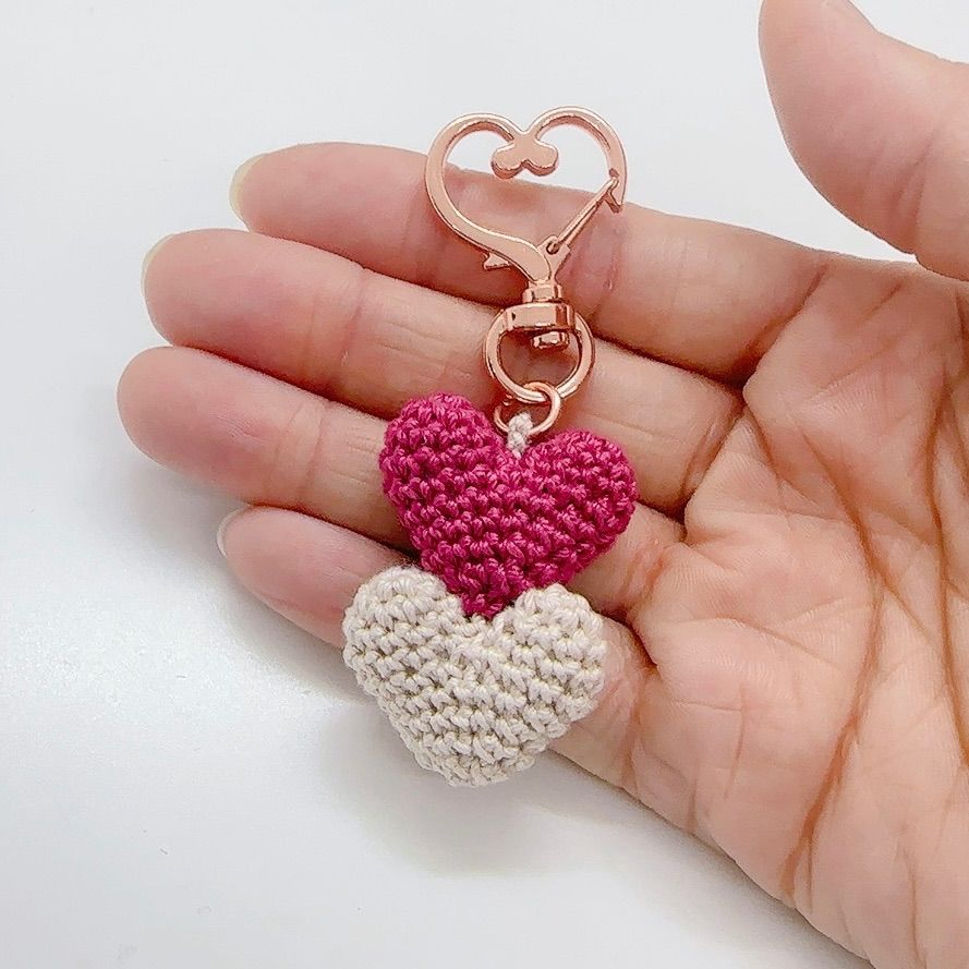 メグえもん525☆リメイク☆ぷっくりハートキーホルダー4個セット