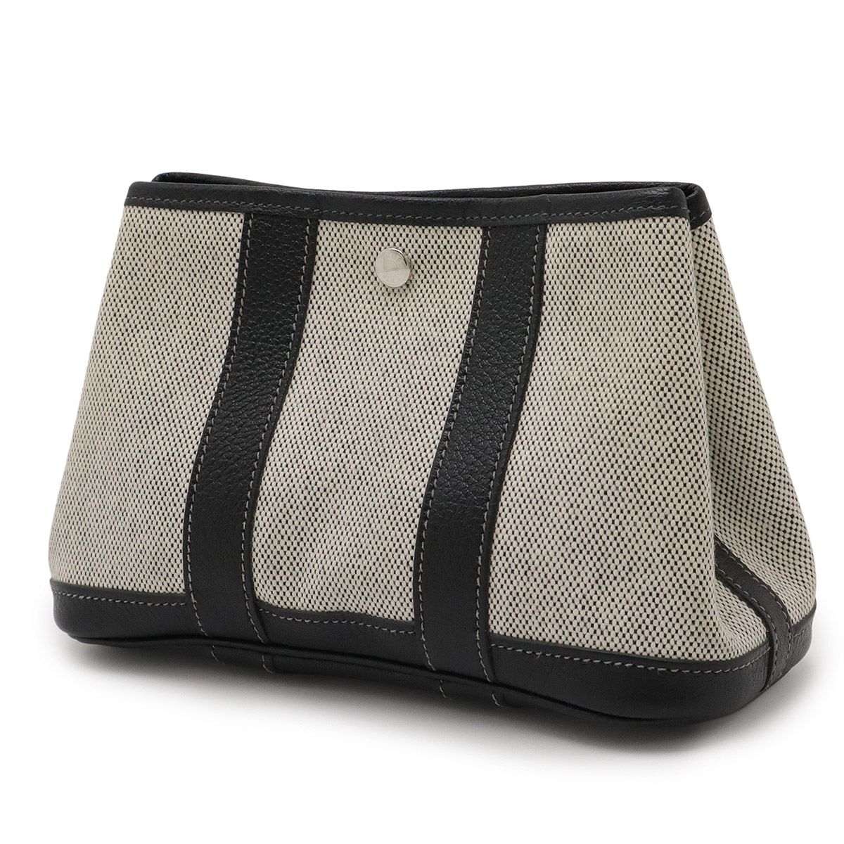 HERMES エルメス ガーデンパーティ TTPM ポーチ マルチポーチ 小物入れ トワルアッシュ レザー グレー ブラック 黒 シルバー金具