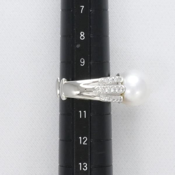 PT900 リング 指輪 10号 パール 南洋真珠 約12mm ダイヤ 0.3 カード 