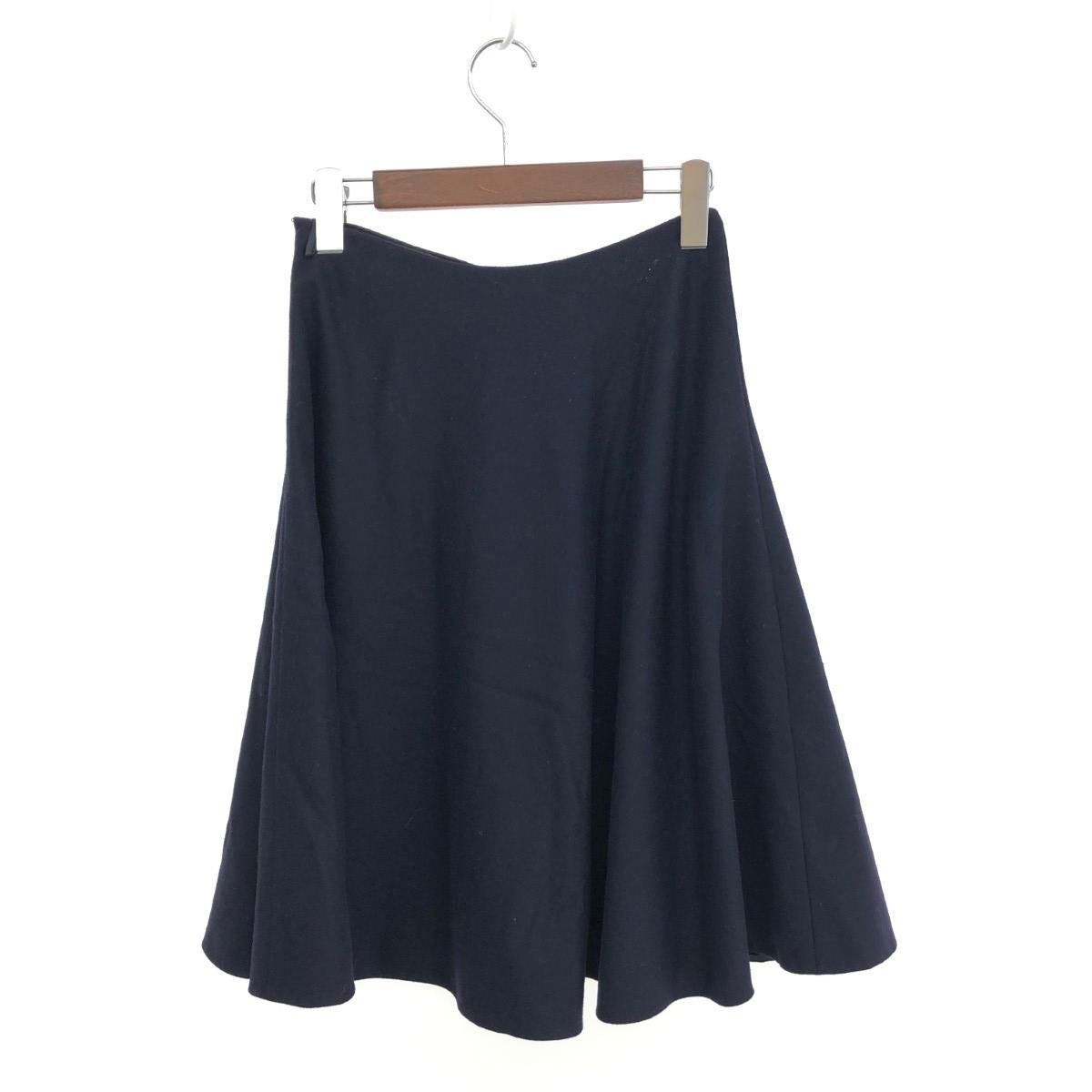【PRADA】スカート　フレアスカート　ネイビー PRADA プラダ フレアースカート サイズ:36 ウール ネイビー レディース