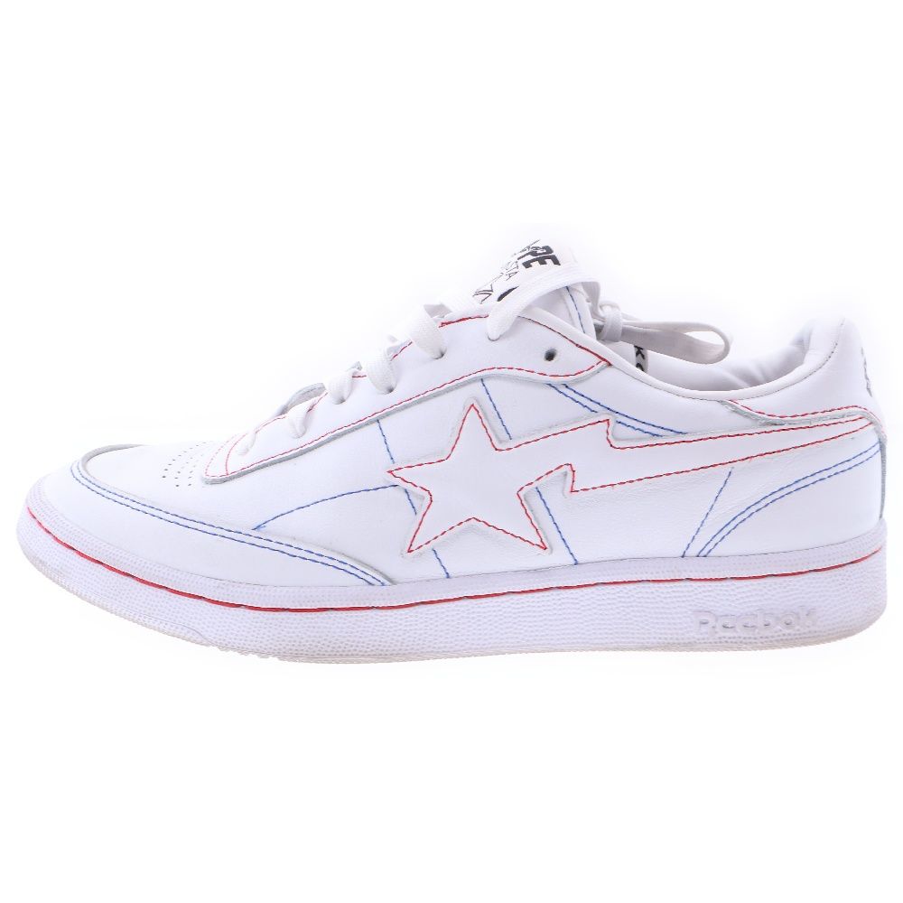 A BATHING APE (アベイシングエイプ) ×Reebok Club C 85 リーボック クラブシー ローカットスニーカーシューズ ホワイト US8/26cm