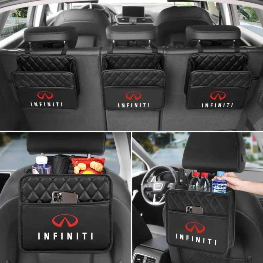 【新品未使用】新品！インフィニティー INFINITI 収納ポケット シートバックポケット ゴミ箱 小物入 2個セット 全車種対応 Q45 QX60 JX QX70 FX37/50 QX80 QX56 Q50 G37 SEDAN QX50 EX35