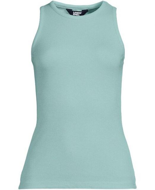 売れ筋商品|||ランズエンド カットソー トップス レディース Plus Size Drapey Rib Skimming Tank Top Misty aqua 送料無料】 ランズエンド レディース タンクトップ トップス