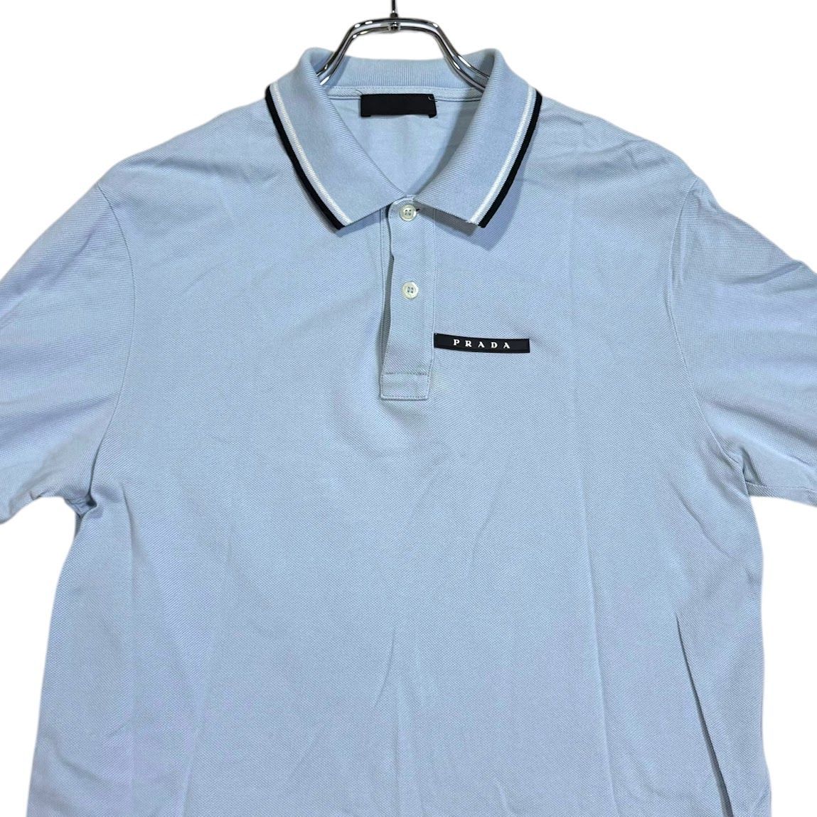 B033 PRADA プラダ ポロ シャツ ゴルフ ウェア ブルー レイクブルー