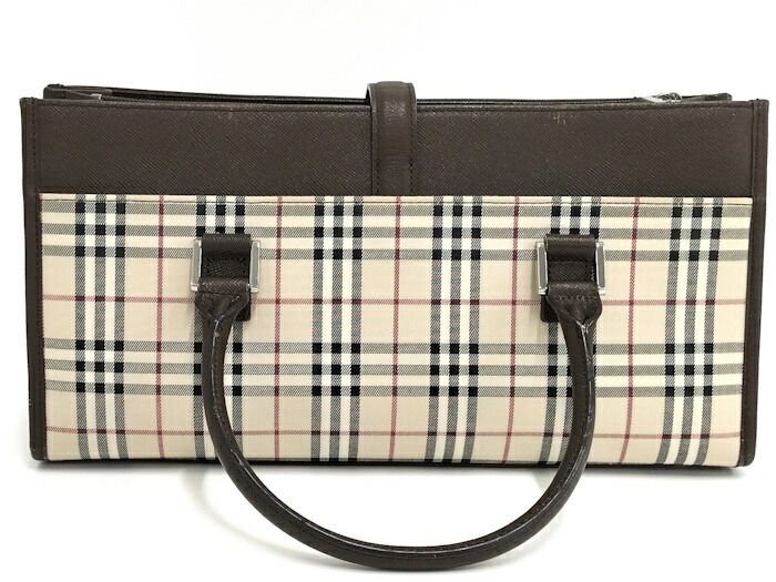 BURBERRY ハンドバッグ ノバチェック レザー キャンバス