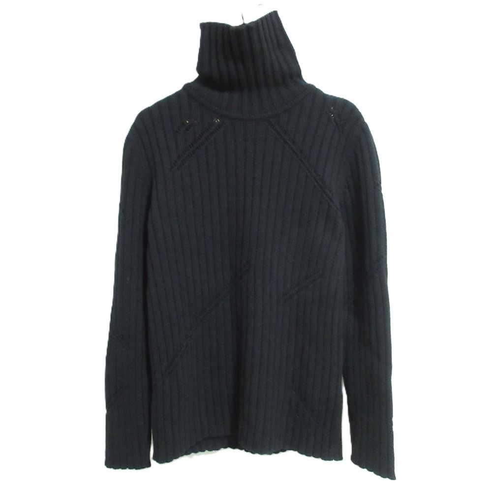 美品 lucien pellat-finet ルシアンぺラフィネ メリノウール カシミヤ スカルデザイン タートルネック ニット セーター S ブラック レディース 古着 中古 美品 lucien pellat-finet ルシアンぺラフィネ メリノウール