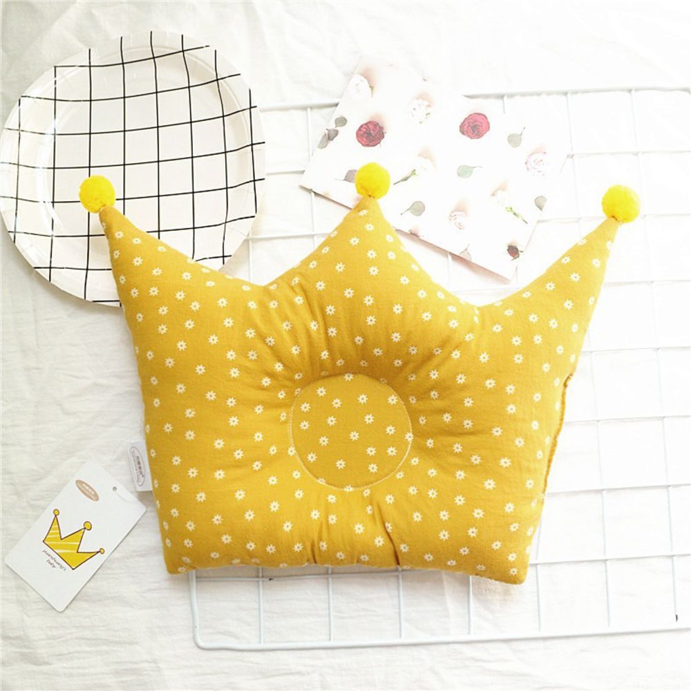 ☆ イエロー ☆ 赤ちゃん用まくら bpillow52 ベビー枕 ベビーまくら 赤ちゃんマクラ 赤ちゃん ベビー 枕 まくら ピロー 綿 コットン クラウン クラウン型 王冠 王冠型 かわいい おしゃれ 0歳 1歳 出産祝い お昼寝 おひるねアート 写真 撮影