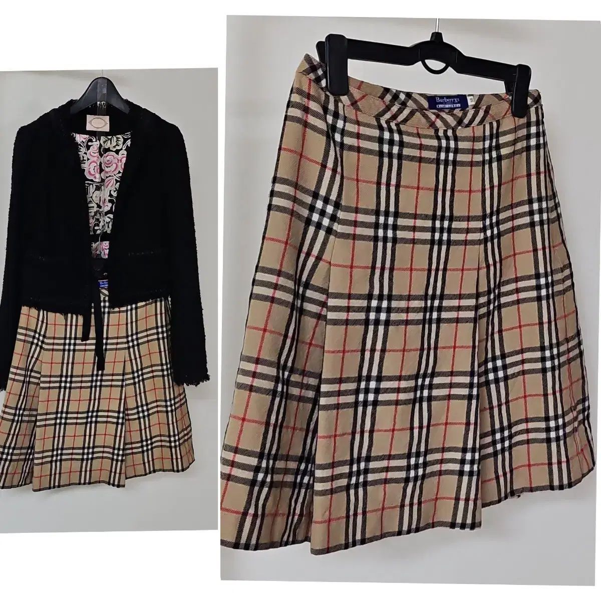 バーバリー 38 ブルーレーベル チェック プリーツ スカート