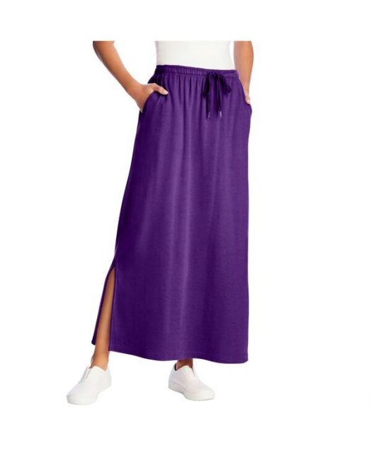 送料無料 ウーマン ウィズイン レディース スカート ボトムス Women s Within Sport Knit Side-Slit Skirt Purple orchid