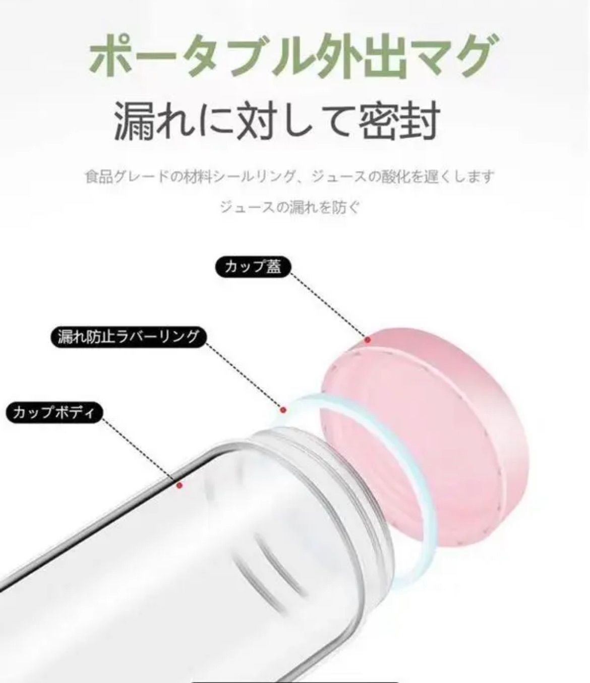 メルカリshops ミキサー ジューサー 小型 スムージー 氷も砕ける 蓋付き 450ml ピンク