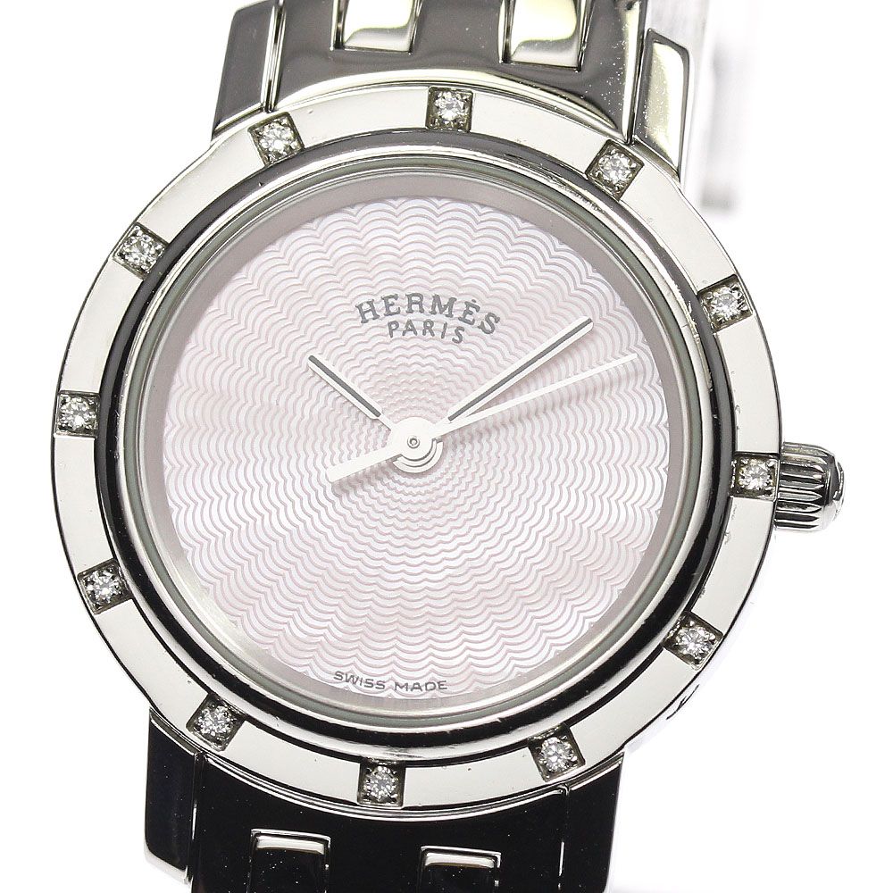 エルメス HERMES CL4.230 クリッパー ナクレ ダイヤベゼル クォーツ