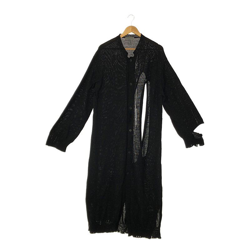 ヨウジヤマモト プールオム ウール ロングニット カーディガン ブラック 3 YOHJI YAMAMOTO POUR HOMME / ヨウジヤマモトプールオム | コットン