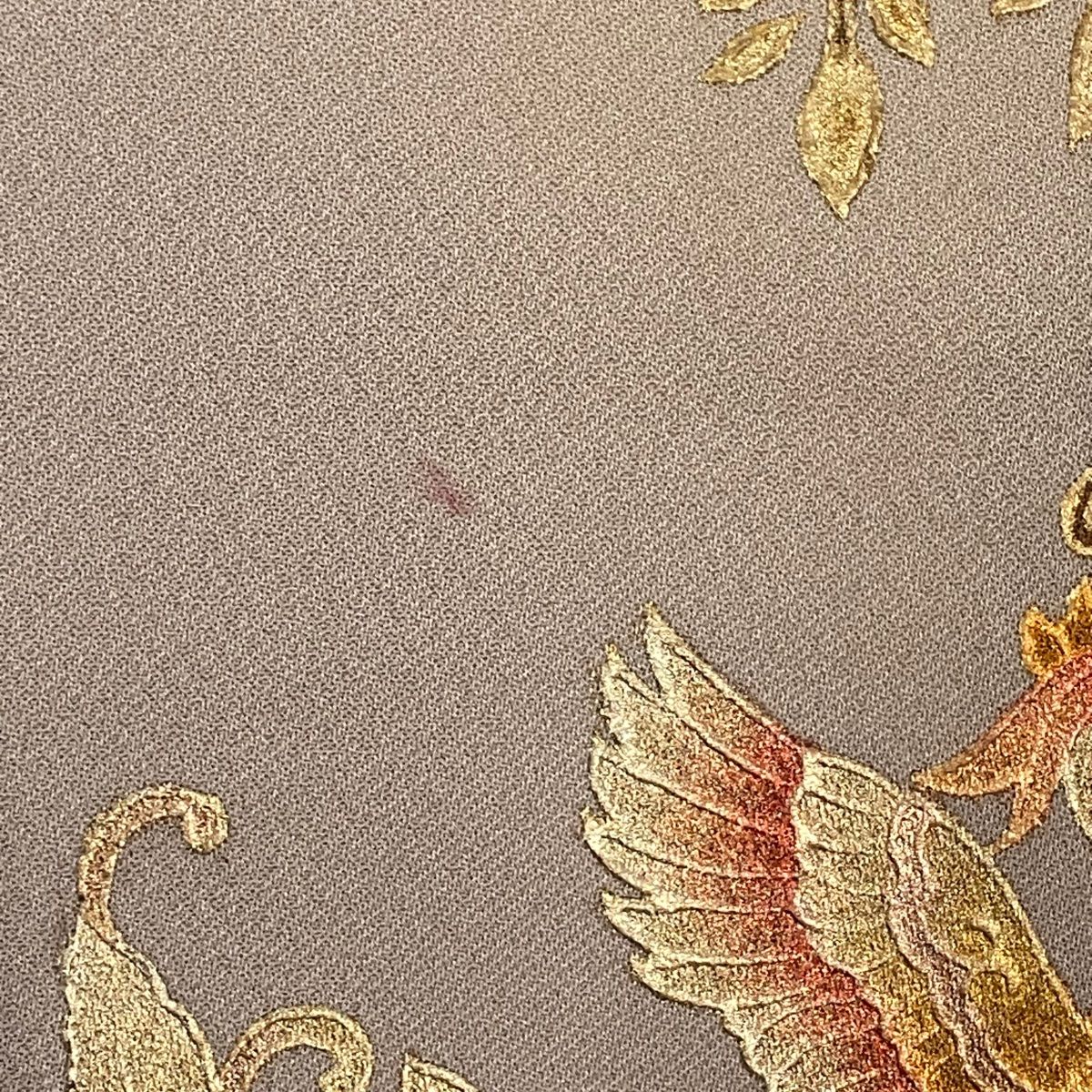 付下げ 身丈159cm 裄丈64.5cm M 袷 和田光正 落款 鏡裏文 花喰い鳥  