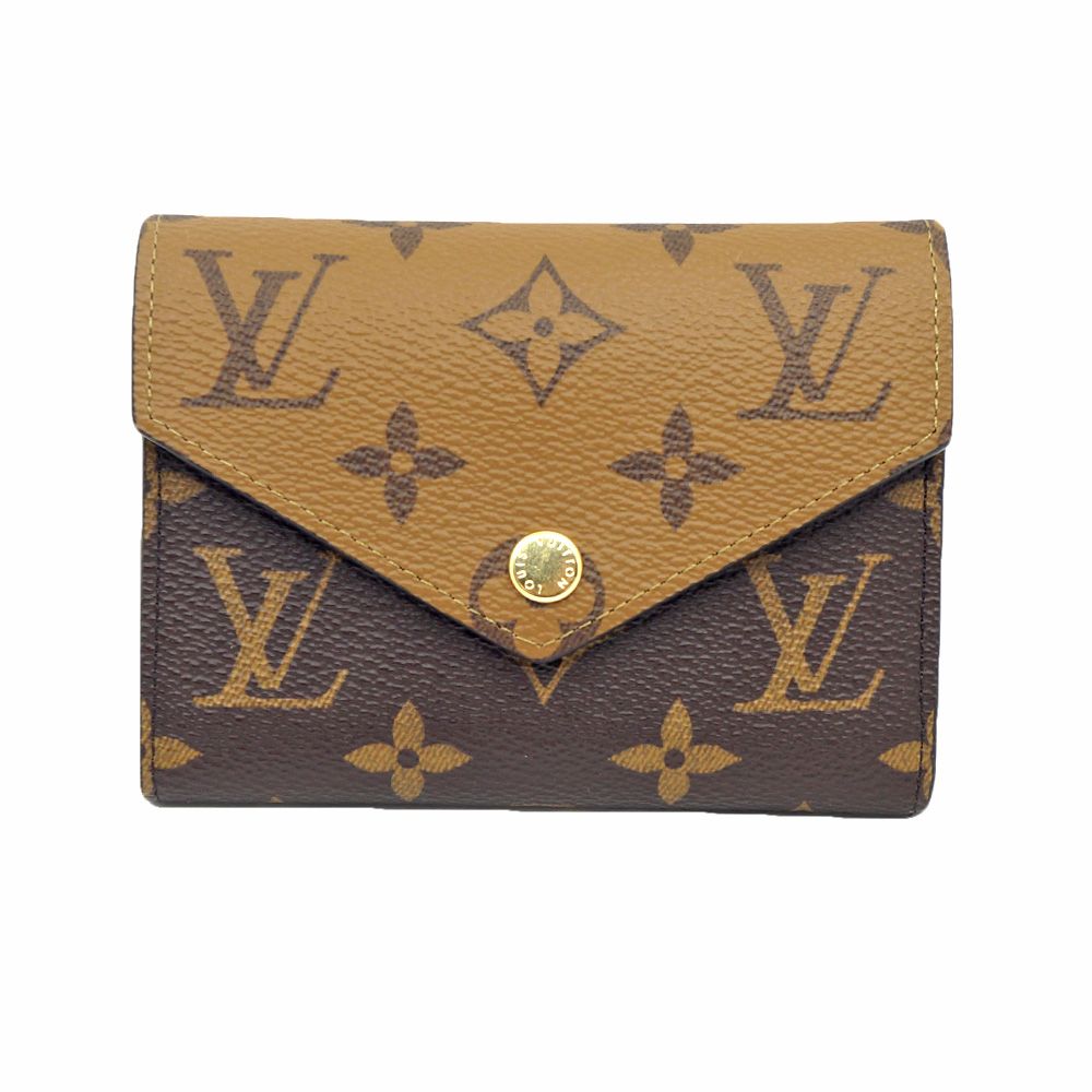 栄 ルイヴィトン M81577 ポルトフォイユ ヴィクトリーヌ モノグラム リバース ブラウン GD金具 三つ折り財布 箱