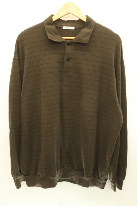 UNIVERSAL PRODUCTS メンズポロシャツ 3 Border L S Polo UNIVERSAL PRODUCTS 3 黒 ブラック 茶 ブラウン