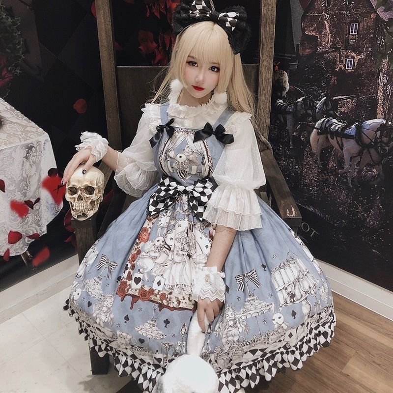 ゴシックヴィンテージ アリス ロリータドレス JSK 吊りスカート 童話風 プリンセスワンピース