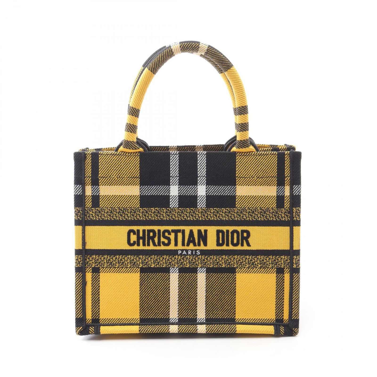 ディオール Dior トートバッグ BOOK TOTE ブックトート スモール イエロー|ブラック キャンバス ブックトート スモール レディース Used A
