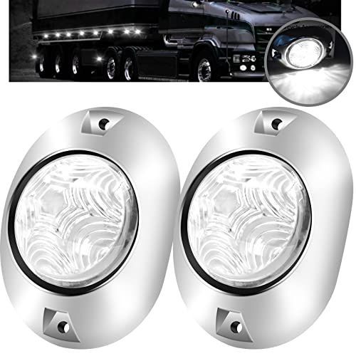 ホワイト X-STYLE サイドマーカー LED 12V 24V 白 5連LED マーカーランプ トラック用 車幅灯 トレーラー バス タンクローリー デコトラパーツ 電飾 信号ライト マーカーライト 2個セット (ホワイト)