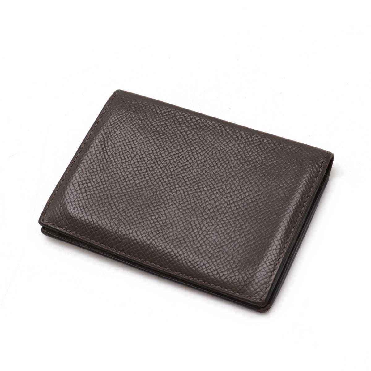 HERMES エルメス ブラウン レザー 名刺入れ カードケース HERMESエルメス名刺入れ カードケース 茶色ブラウン二つ折り