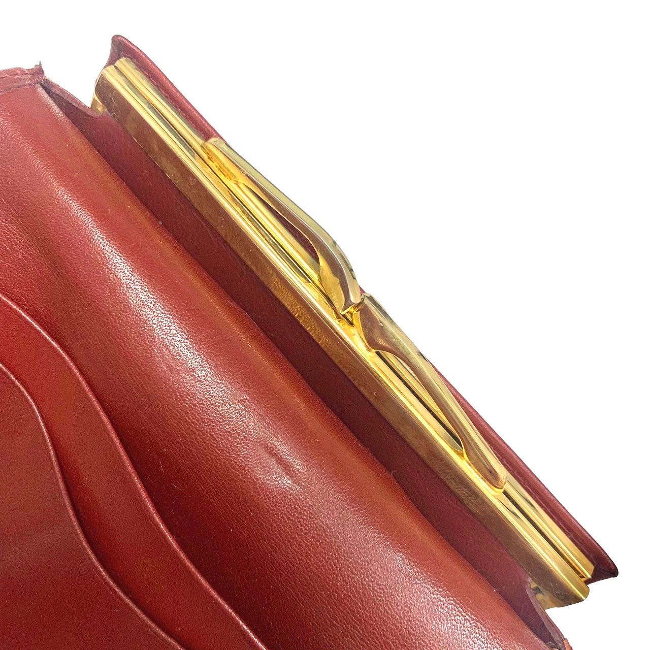 美品⭐️Carier カルティエ】 三つ折り 財布 がま口付き ボルドー