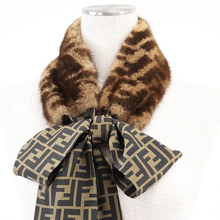 【新品・未使用・正規品】FENDI フェンディ シルク100％ストール ズッカ柄 FENDIフェンディ ストール マフラー ズッカ柄 カシミア ウール