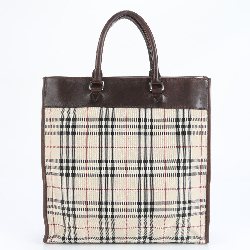 美品】バーバリーノバチェックレザーバッグ