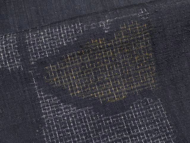 平和屋本店■極上　本場結城紬　重要無形文化財　80亀甲　破れ色紙雲取り文　青褐色地　証紙付き　逸品　CYAA2476s5 平和屋本店□極上 本場結城紬 重要無形文化財 80亀甲 破れ色紙雲取り文