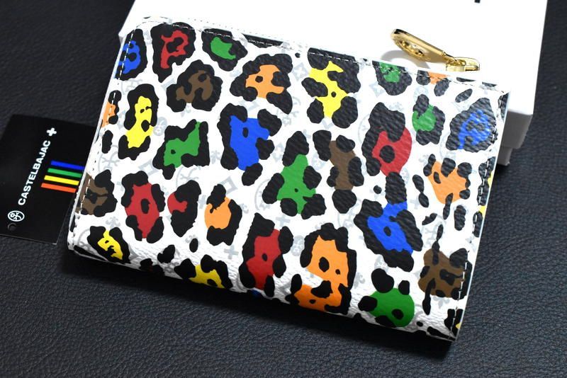 新品 CASTELBAJAC【レオパード】牛革 2つ折り財布 セミ長財布