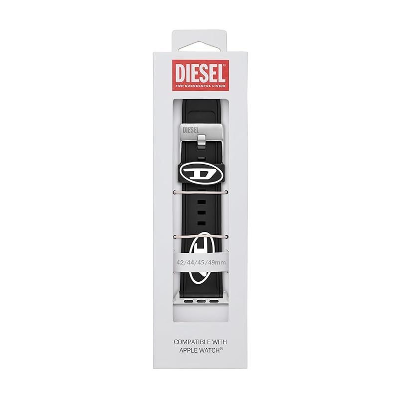  Diesel ディーゼル メンズ ウォッチバンド Apple Watch用 42 44 45 46 49 mm - Watch Series 10 9 8 7 6 5 4 3 2 1 SE用ストラップ ブラック ホワイ ベルト 乗馬